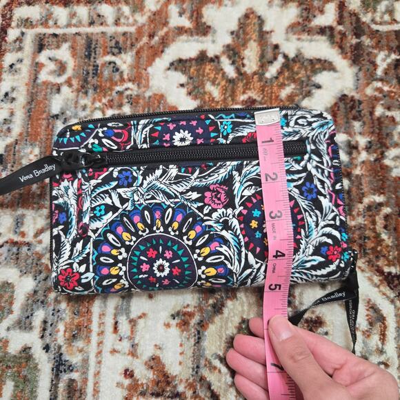 Vera Bradley RFID Turnlock Wallet Stained Glass Medallion Blue Colorful Travel - Picture 3 of 7